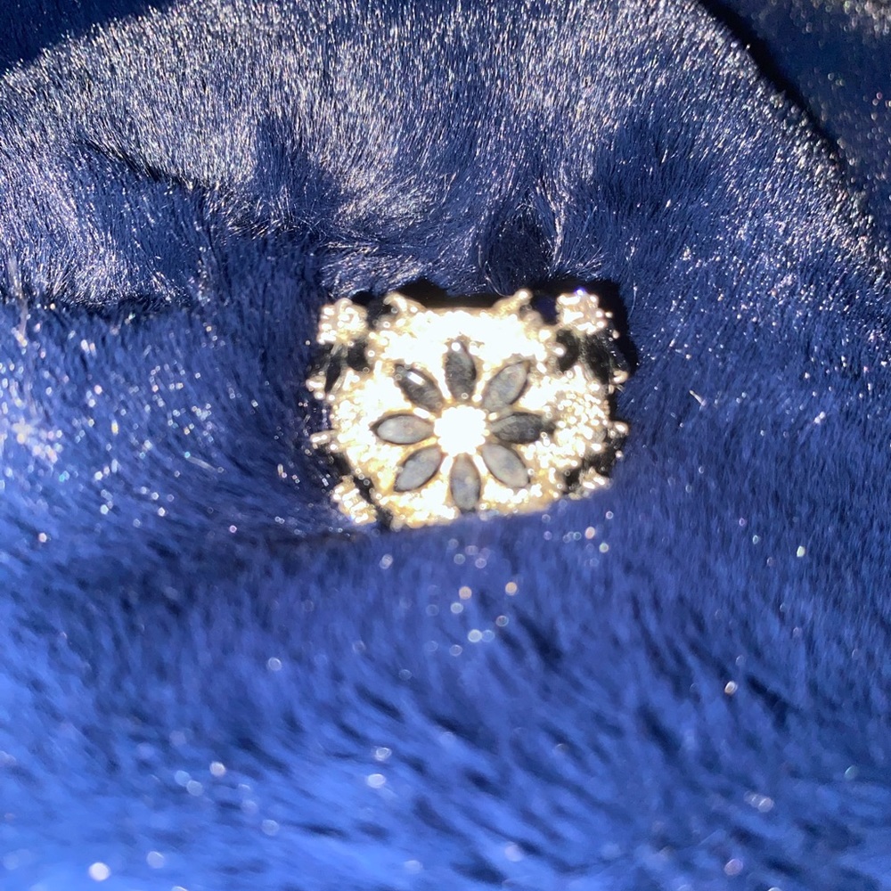 Black and faux diamonds . Stunning piece , sterling silver